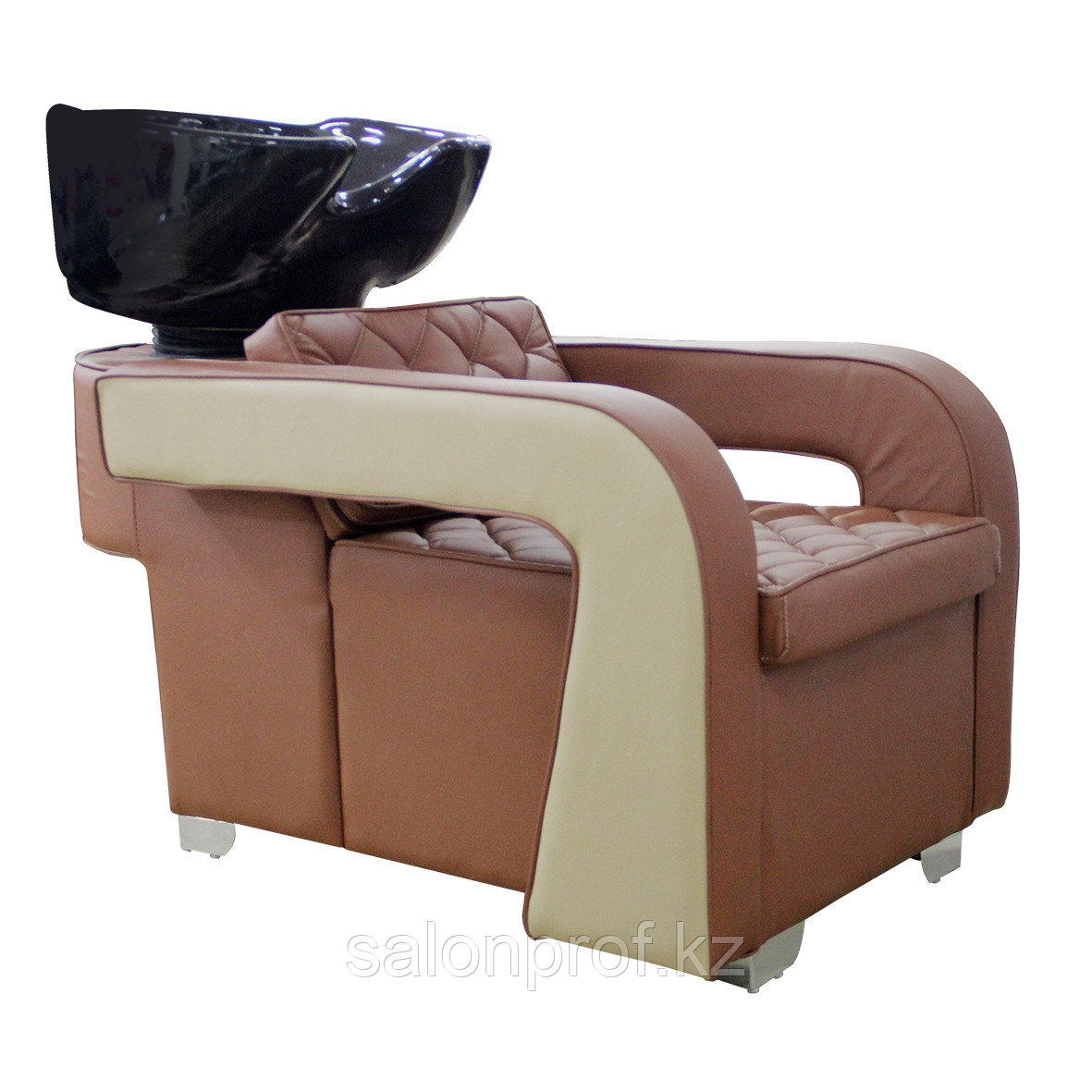AS-6011 Мойка парикмахерская с креслом (коричнево-бежевая, гладкая)