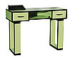 NE-22 Стол маникюрный с двумя задвижками (зеленый с рисунком)