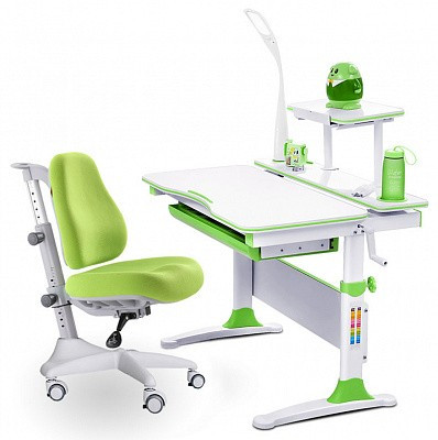 Комплект растущая парта и кресло EVO-30 (с лампой) ,дерево,цвет зелёный - фото 1 - id-p66700192