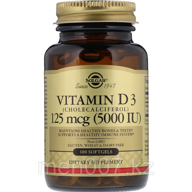 БАД Витамин D3, 5000 IU (100 капсул) Solgar