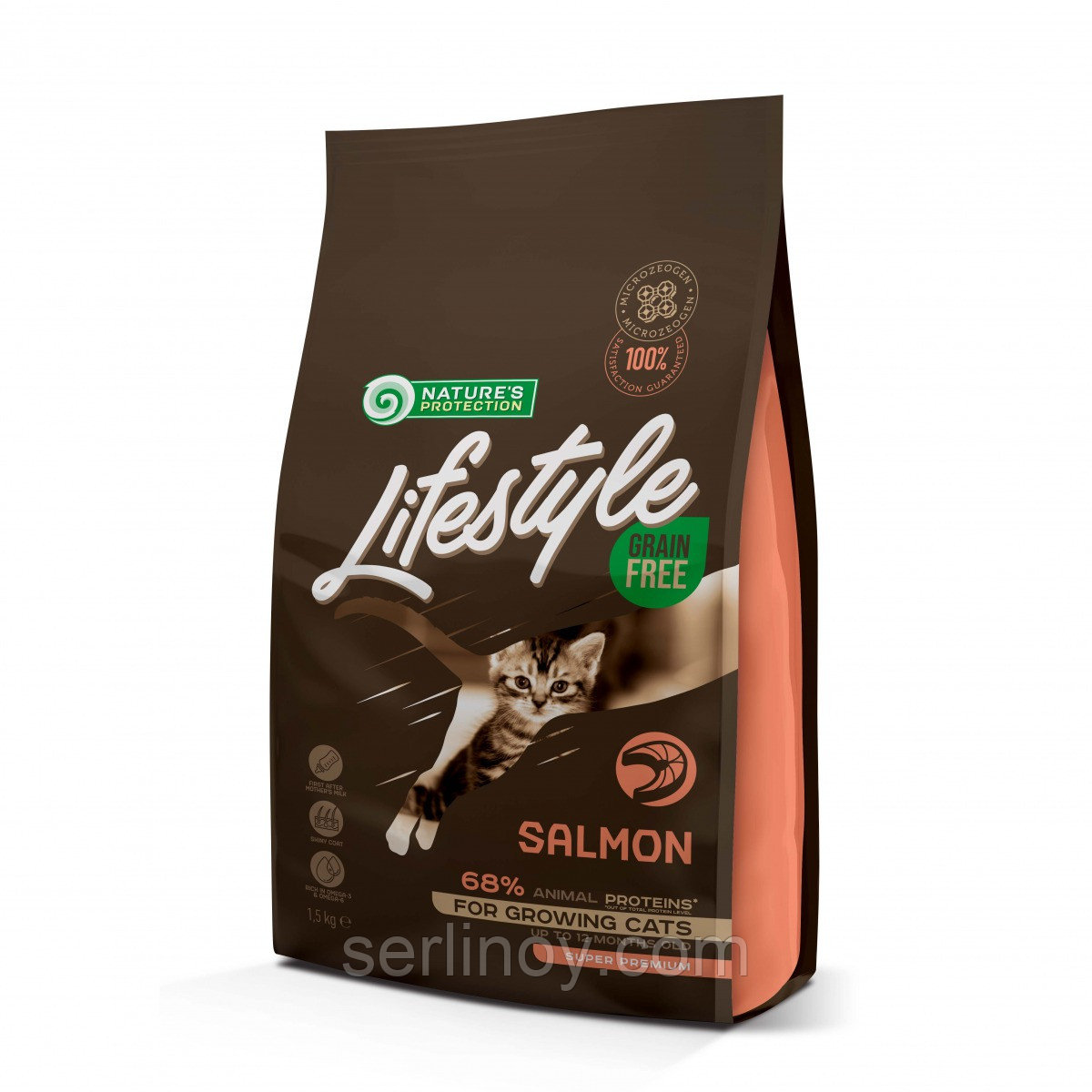 Сухой корм для котят всех пород Nature's Protection Lifestyle Grain Free Kitten Salmon с лососем