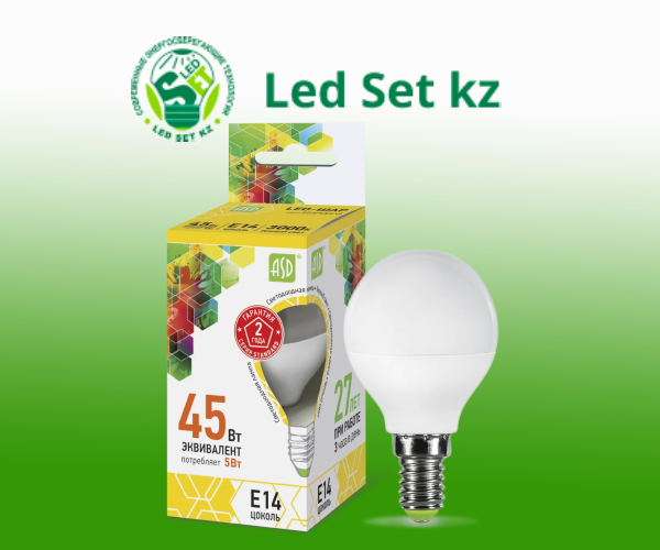 Лампа светодиодная LED-Шар-standard 5.0Вт 220В Е14 3000К 450Лм