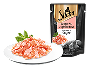 SHEBA, Шеба ломтики в соусе, форель и креветки, консервы для кошек, уп.28*75гр.