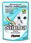 9362 SIMBA Pouches, Симба кусочки с форелью и треской для кошек, уп.24шт * 100 гр.