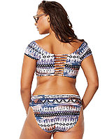 Купальник с короткими рукавами раздельный Fashion Print (XL, 3XL, 4XL), фото 2