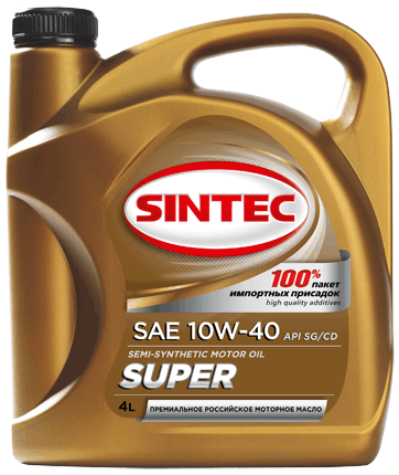 Масло Sintec Супер SAE 10W-40 API SG/CD 4 литра - фото 1 - id-p77788691