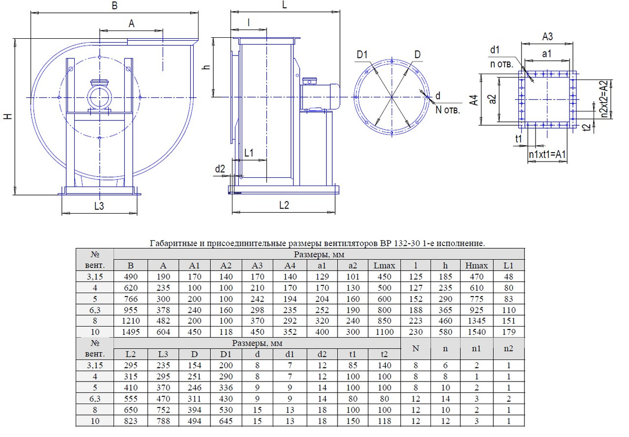 Вентилятор радиальный ВР 132-30 №3,15 Исп.1