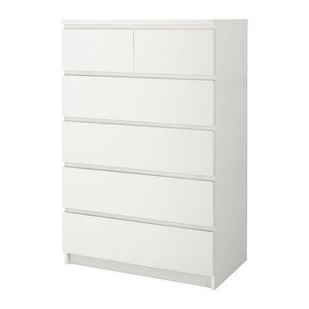 Комод с 6 ящиками МАЛЬМ белый ИКЕА, IKEA, фото 2