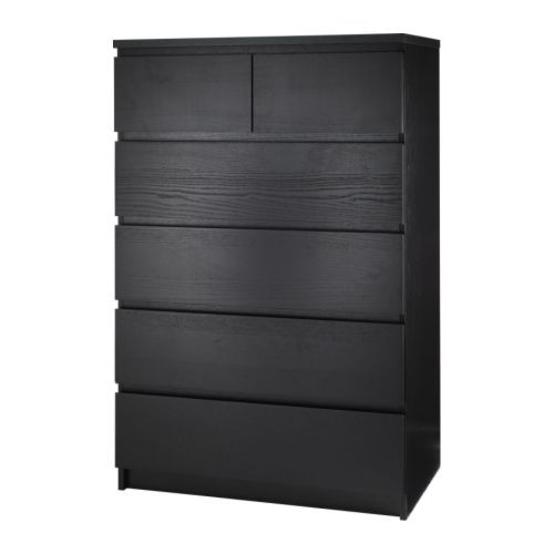 Комод МАЛЬМ с 6 ящиками черно-коричневый ИКЕА, IKEA