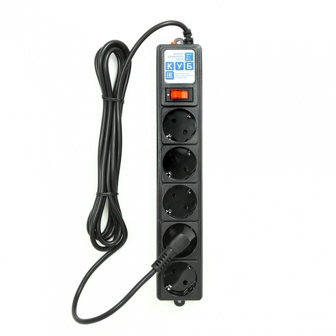 Сетевой фильтр Power Cube SPG-B-10-BLACK, 10А/2,2кВт, 3м, 5 розеток чёрный