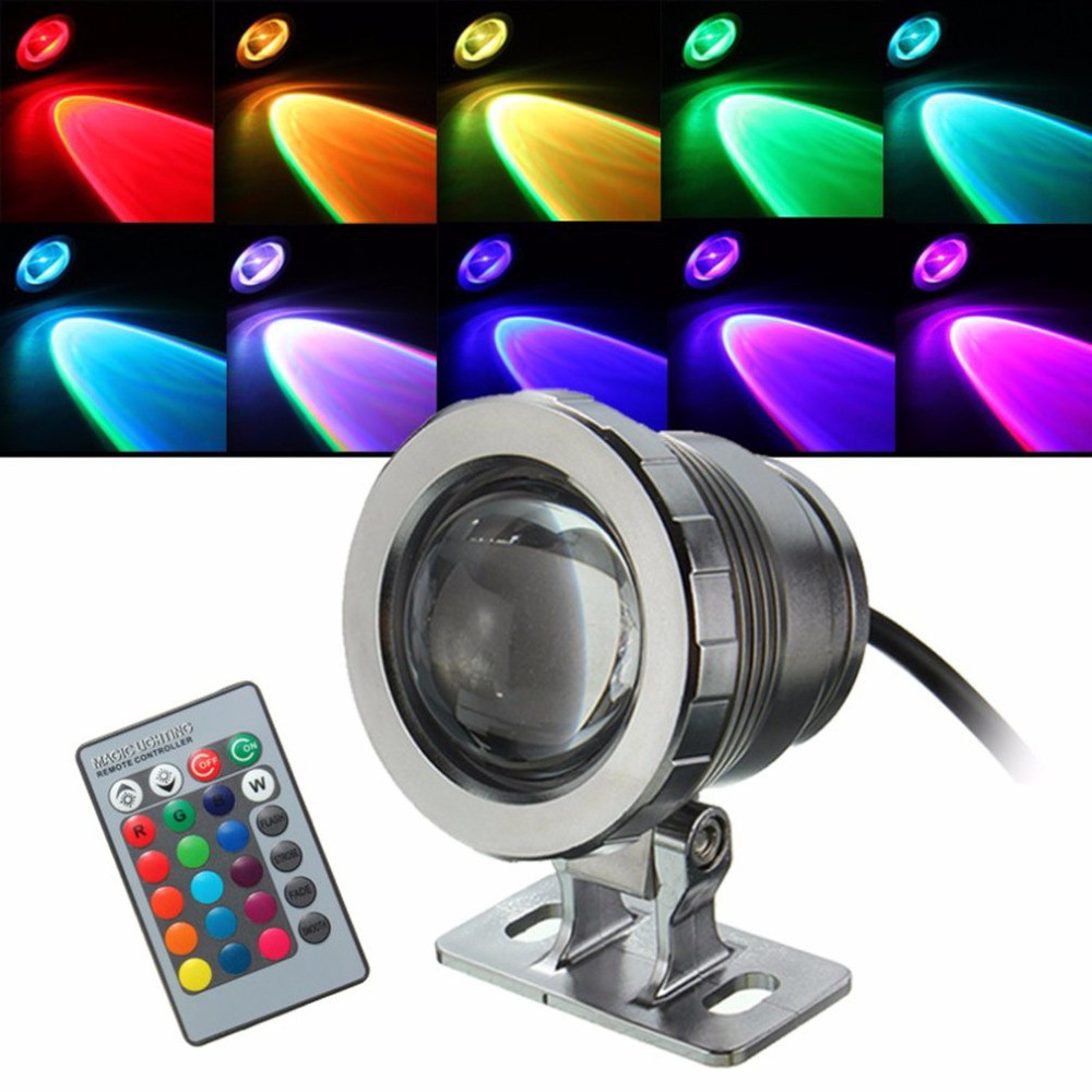Светодиодный водонепроницаемый цветной прожектор RGB с пультом 220V