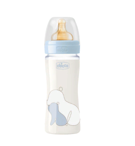 Бутылочка для кормления Chicco Original Touch 240 мл, стекло, латекс, гол. 2м+
