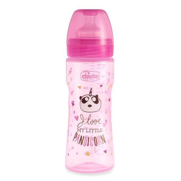 Бутылочка для кормления Chicco Wellbeing FANTASTIC LOVE в асс. 330 мл 4м+ силикон