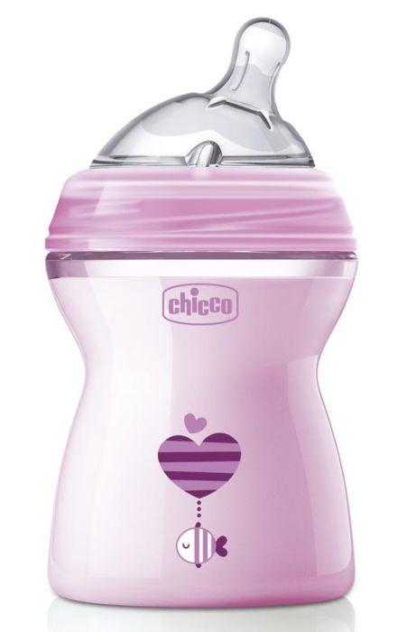 Бутылочка для кормления Chicco Natural Feeling силикон 250 ml 2м+, розовая