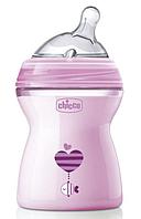 Бутылочка для кормления Chicco Natural Feeling силикон 250 ml 2м+, розовая