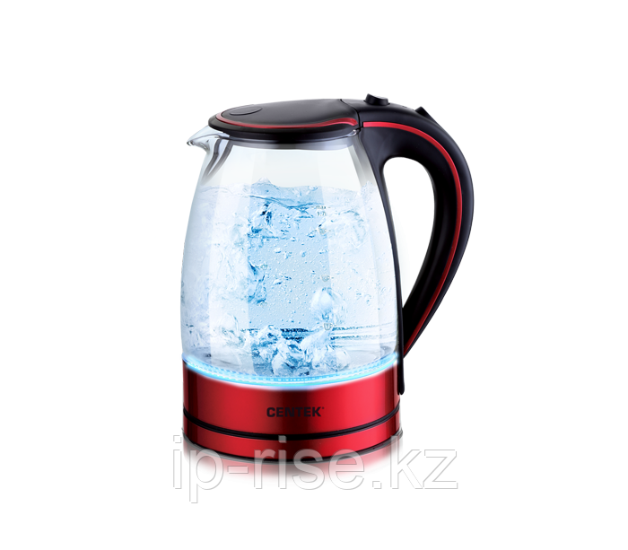 Чайник Centek CT-1009 BLR (красный/черный) стекло, 1.7л