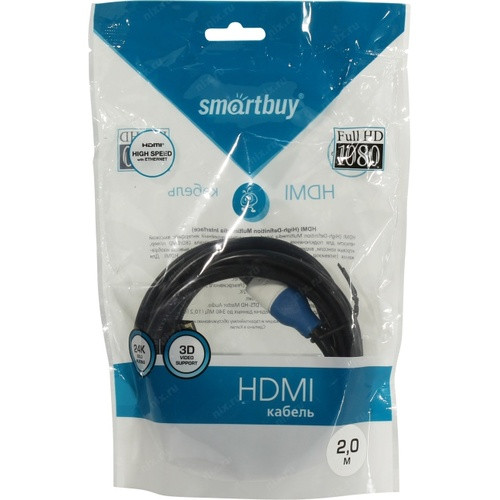 Smartbuy HDMI - HDMI кабелі нұсқасы.2.0 A-M/A-M, 2,0 m (24K) пакетте (К421)/100/ - фото 2 - id-p77831553