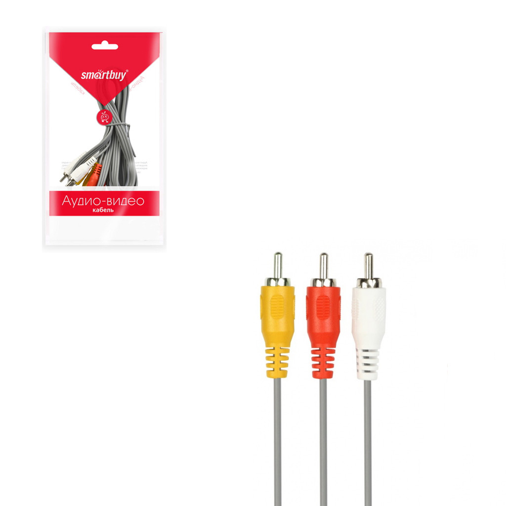 Кабель соединительный Smartbuy 3xRCA (M) - 3xRCA (M), 5,0 м, в пакете