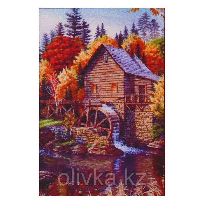 Алмазная мозаика "Домик у реки", 31 цвет