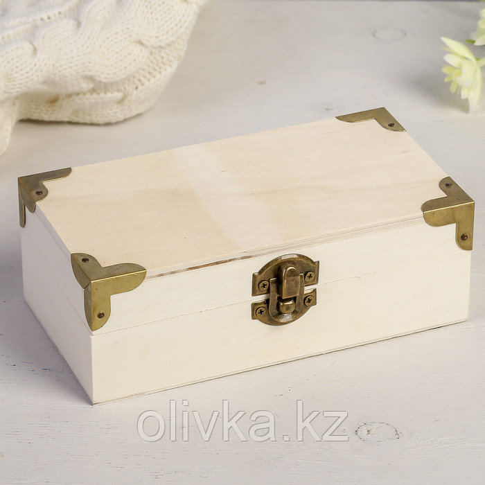 Шкатулка для росписи дерево "С уголками" 5,5х16х8,5 см