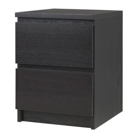 Комод с 2 ящиками МАЛЬМ черно-коричневый ИКЕА, IKEA , фото 2