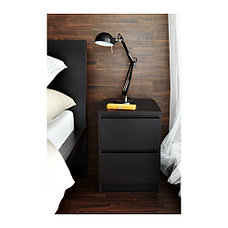 Комод с 2 ящиками МАЛЬМ черно-коричневый ИКЕА, IKEA, фото 4