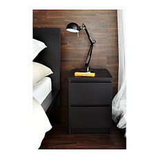 Тумба прикроватная МАЛЬМ с 2 ящиками черно-коричневый ИКЕА, IKEA , фото 2