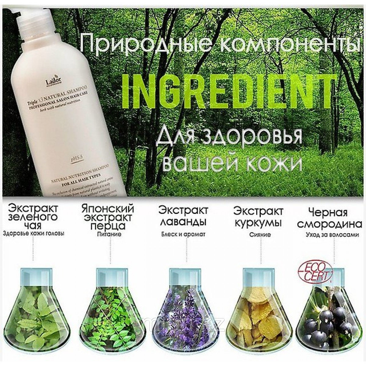 Безсульфатный органический шампунь с эфирными маслами Lador Triplex Natural Shampoo - фото 3 - id-p77861324