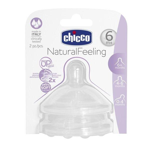 Соска для бутылочки Chicco Natural Feeling быстрый поток 6м+ 2 шт