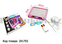 Планшет для рисования 3D Magic Drawing Board c 3D очками светящийся прямоугольный розовый 20х24,5 см