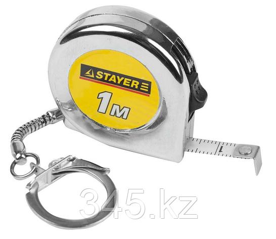 Рулетка-брелок STAYER "STANDARD" "MINI", цвет хромовый, 1мх6мм, фото 2