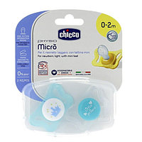 Пустышка силиконовая Chicco Micro 0+ 2 шт голубая