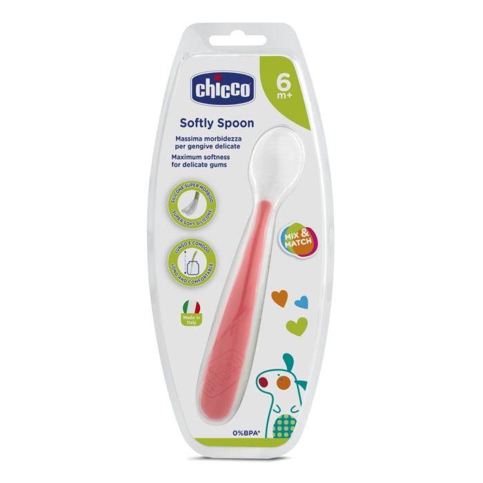 Ложка мягкая силиконовая Chicco красная 6+