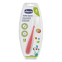 Ложка мягкая силиконовая Chicco красная 6+