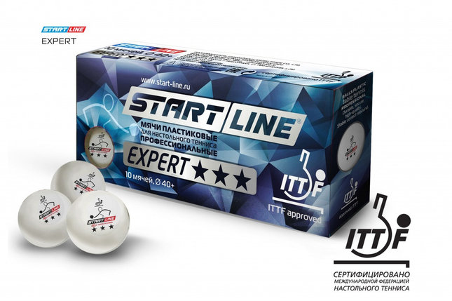 Шарики для настольного тенниса EXPERT 3* ITTF (10 мячей в упаковке, белые), фото 2