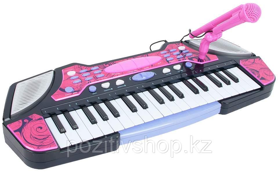 Детский синтезатор B2291-2 с микрофоном 37 клавиш розовый