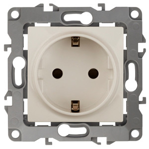 12-2101-02 Розетка 2Р+Е Schuko, 16АХ-250В ЭРА12, слоновая кость