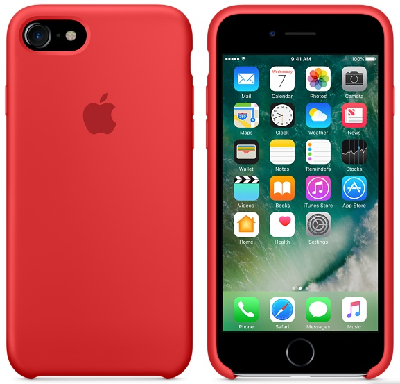 Cиликоновый чехол для iPhone 7 (красный)