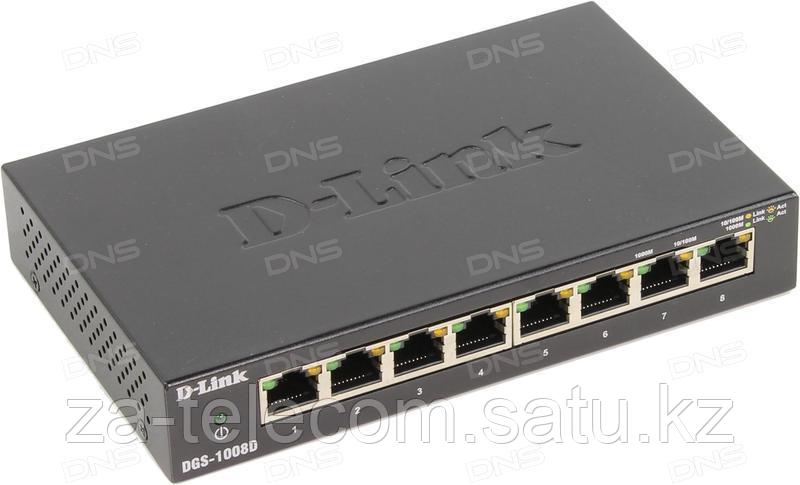 D-Link DGS-1008D Коммутатор неуправляемый гигабитный 8-ти портовый UTP 10/100/1000Мбит/ Металл