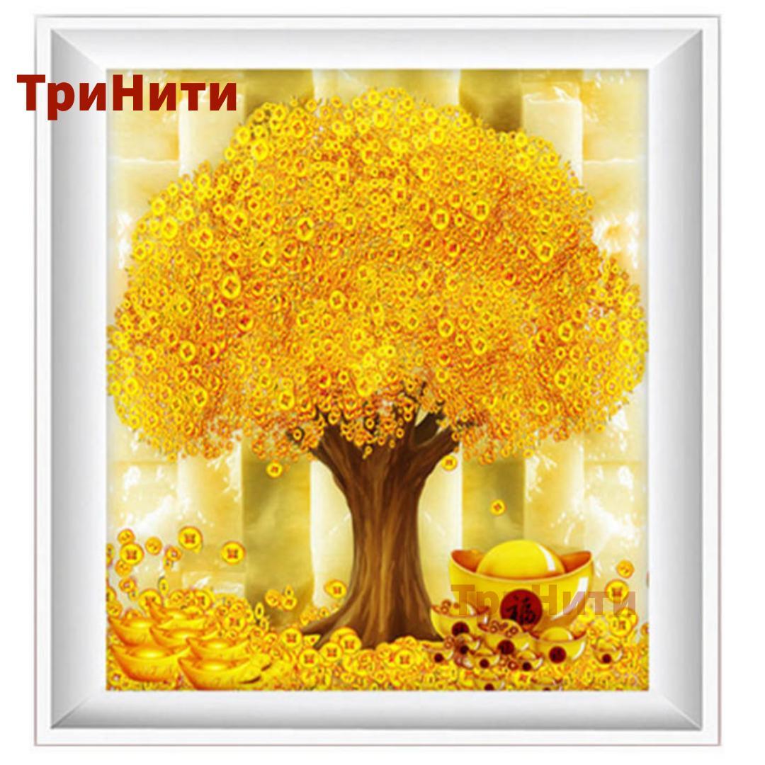 Алмазная мозаика круглые стразы 5D "Денежное дерево" 40х45