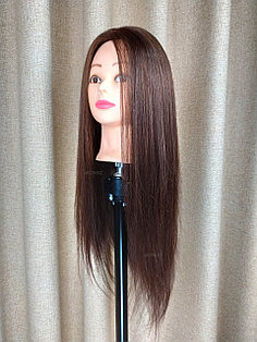 Голова-манекен каштан волос натуральный (60%) - 60 см