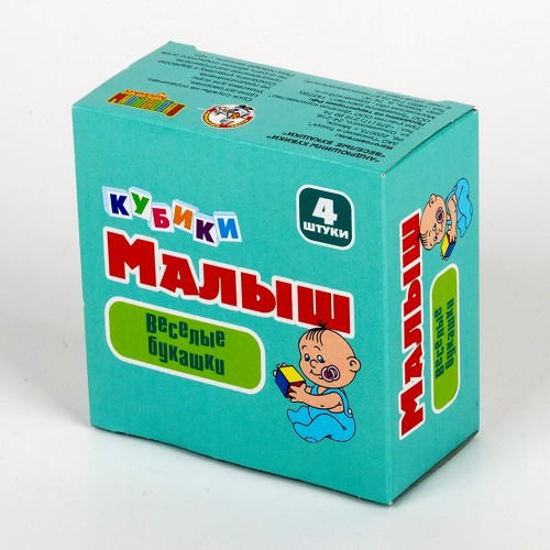 Пластмассовые кубики «Веселые букашки», 4 штуки