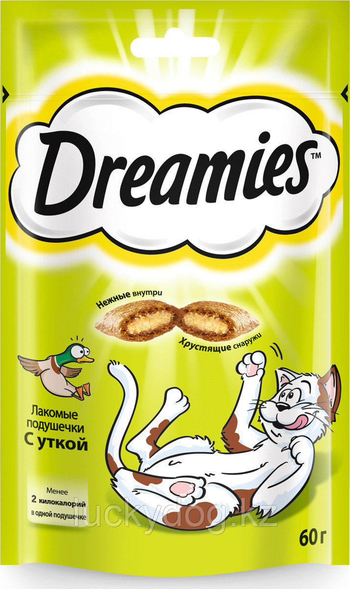 Лакомство Dreamies для взрослых кошек с уткой, 60г