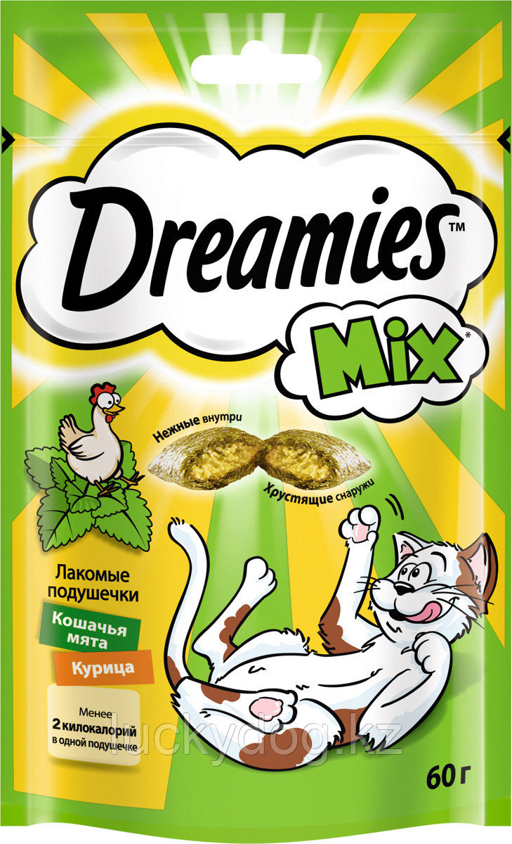 Лакомство для кошек Dreamies MIX, с курицей и кошачьей мятой 60г