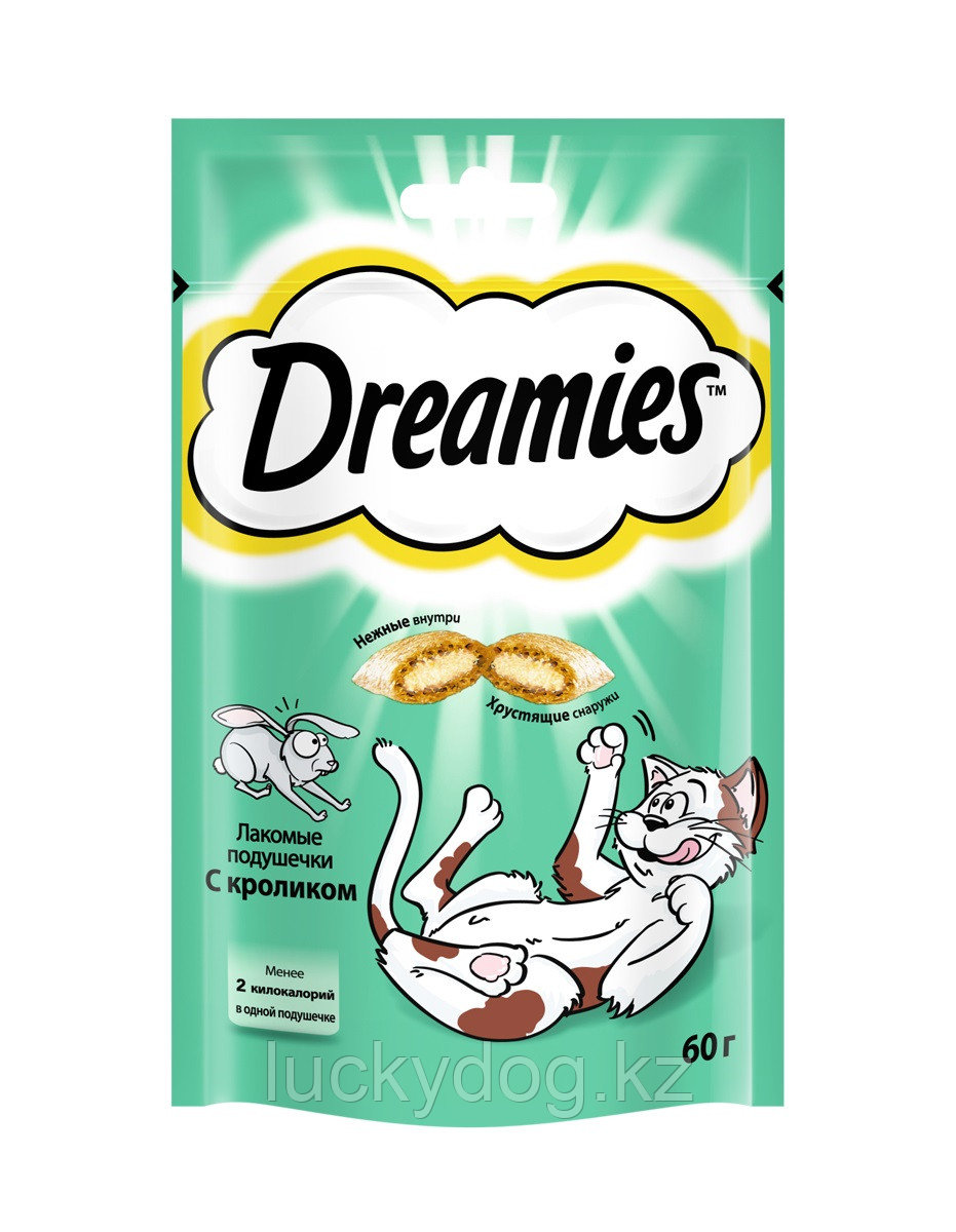 Лакомство для кошек Dreamies, подушечки с кроликом, 60 г