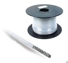 Трос стальной оцинкованный DIN 3055 c оплеткой ПВХ 6/8 мм (100 м)