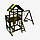 Игровой комплекс "Сиело с кольцом", цветная крыша, лестница из дерева, канатная сетка, качели 2, горка, фото 4