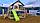 Игровой комплекс "Лоут", крыша из дерева, скалодром, песочница, качели, домик, фото 5