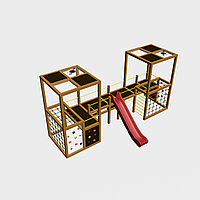 Игровой комплекс "Куб 3", канатная сетка, крыша, скат, органическое стекло