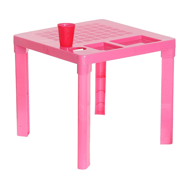 Детский стол с подстаканником, цвет розовый